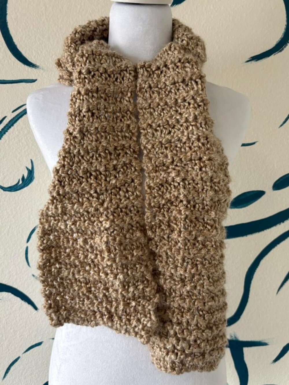 Cream and Brown knitted Scarf-wraps